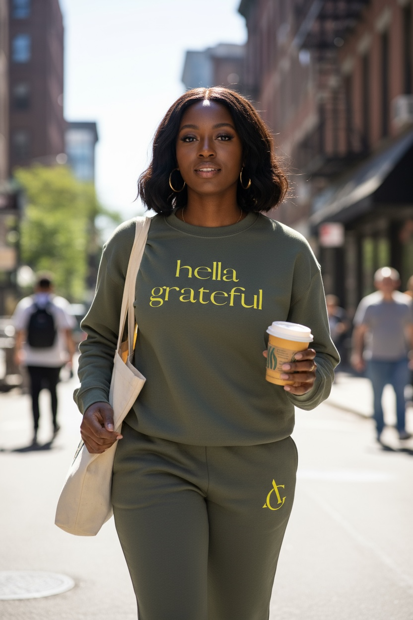 Hella Grateful Crewneck (cypress green)