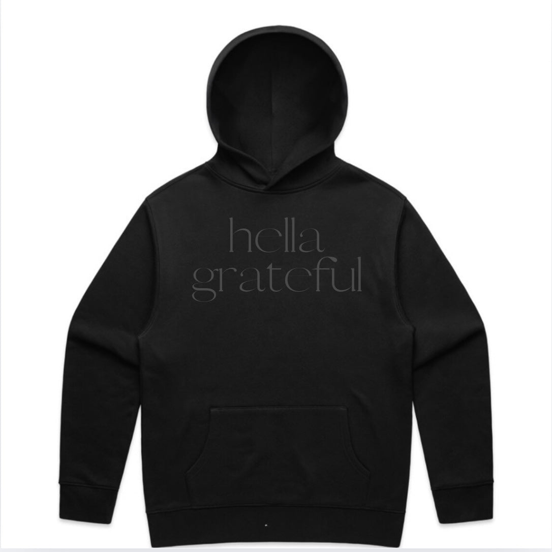 Hella Grateful Hoodie (Black on Black)