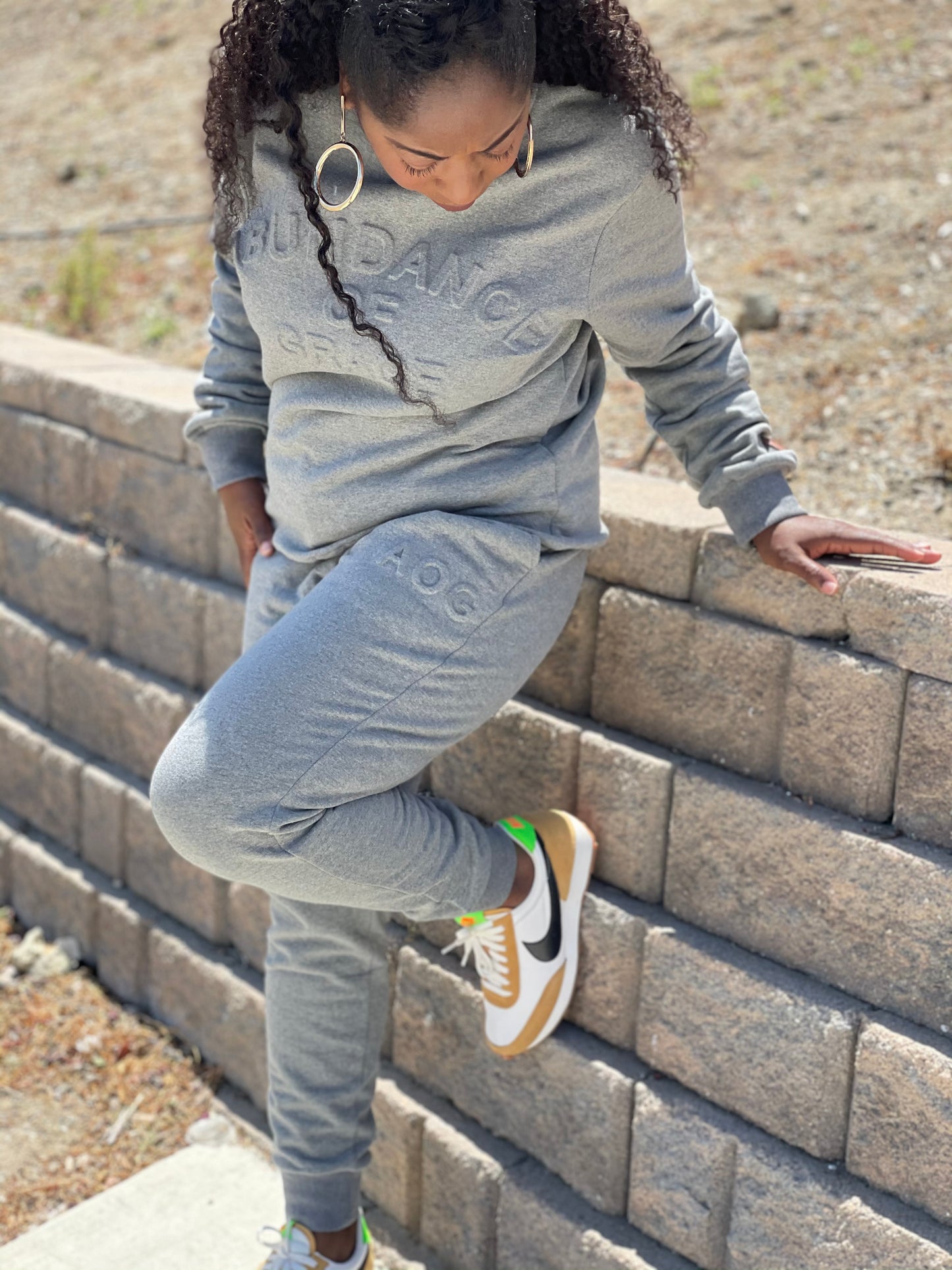 Grey Embossed Joggers